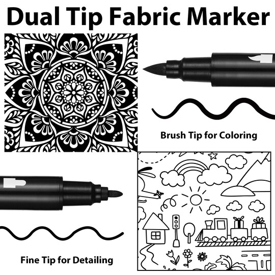 Gain-Art; Black Fabric Markers - Dual-Tip Fabric Markers Permanent for Clothes - Non-Toxic Fabric Paint Pens for Personalizing Shirts Bags Hats Canvas, and Textiles; Category:Fabric Paint; Image:1